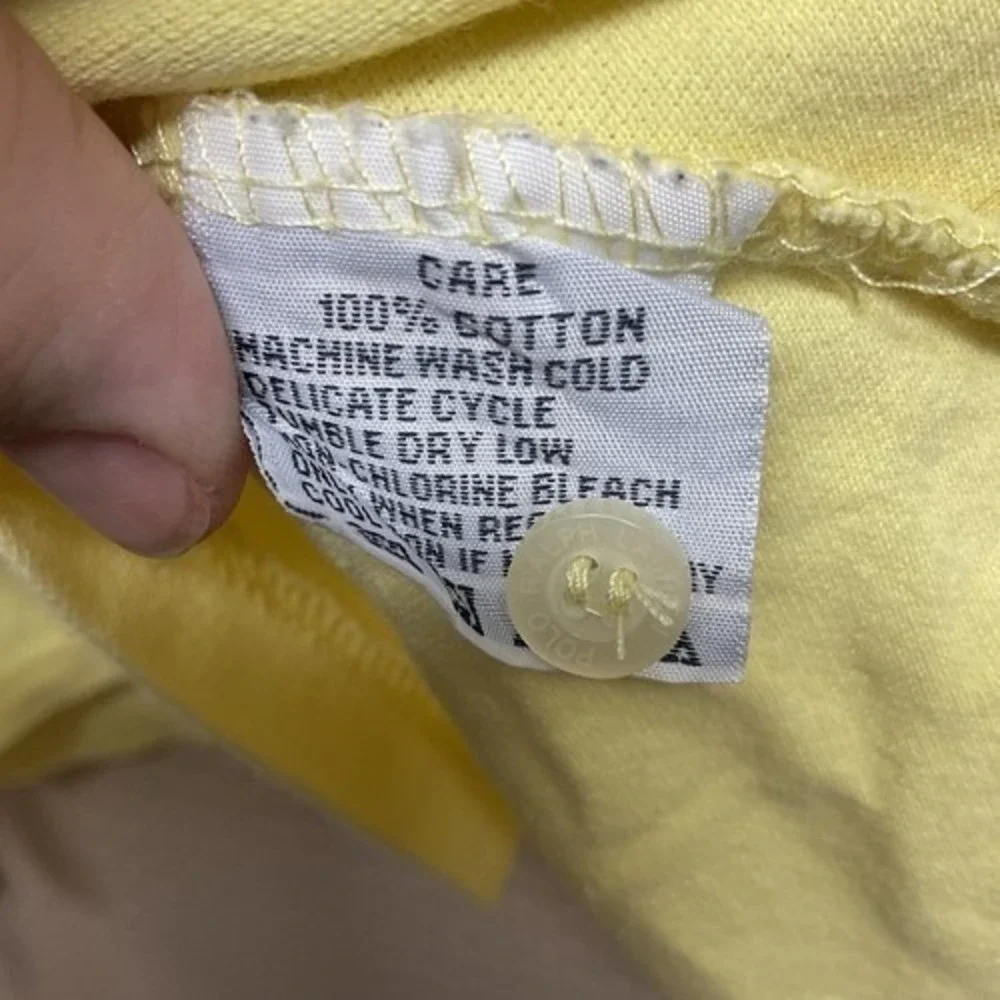 Polo Ralph Lauren Custom Fit Yellow Big Pony Long Slv. Polo Shirt Men XL Cotton